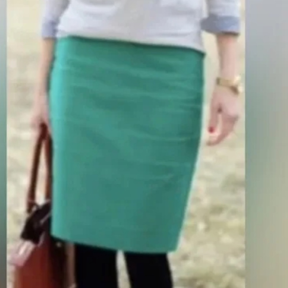 J.Crew Pencil Skirt Size 10 Double Serge Cotton Green